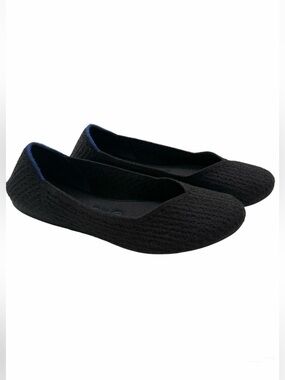 Rothy's Honeycomb Black Size 8 Flats Retired Round Toe Blue Halo Shoes Slip Ons